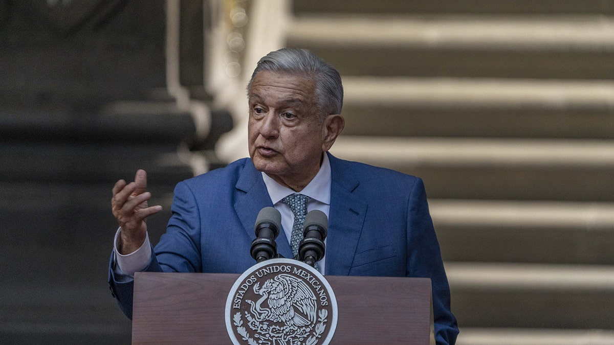 Andres Manuel Lopez Obrador at podium